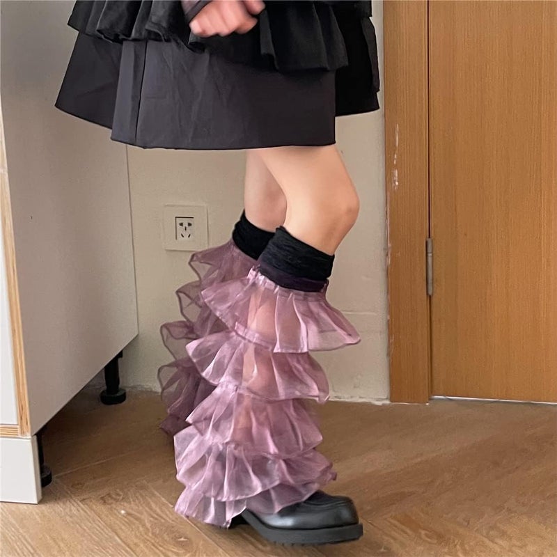 SherryDC Girl's Y2k Kawaii Leg Warmers Cute Lace Harajuku Leg Sleeves Gothic Lolita Long Slouch Socks for Women - Image 4